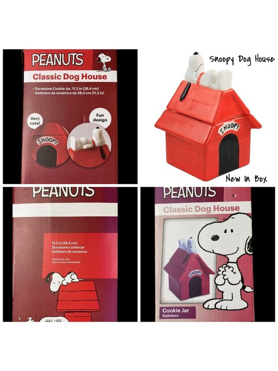Gibson Other - Gibson Peanuts Classic Snoopy Dog House Durastone Cooke Jar in Red New In Box